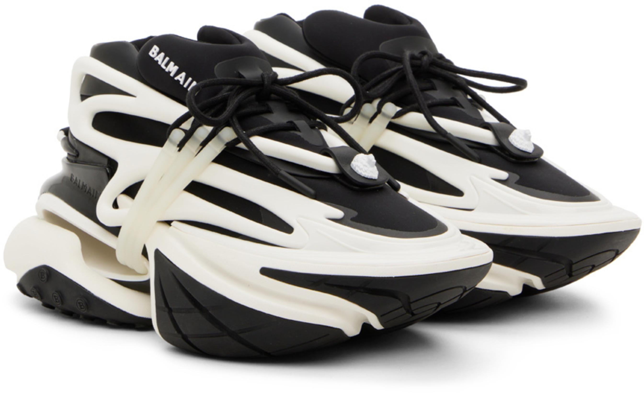 BALMAIN Unicorn Low-top Sneakers In Neoprene And Leather In Black