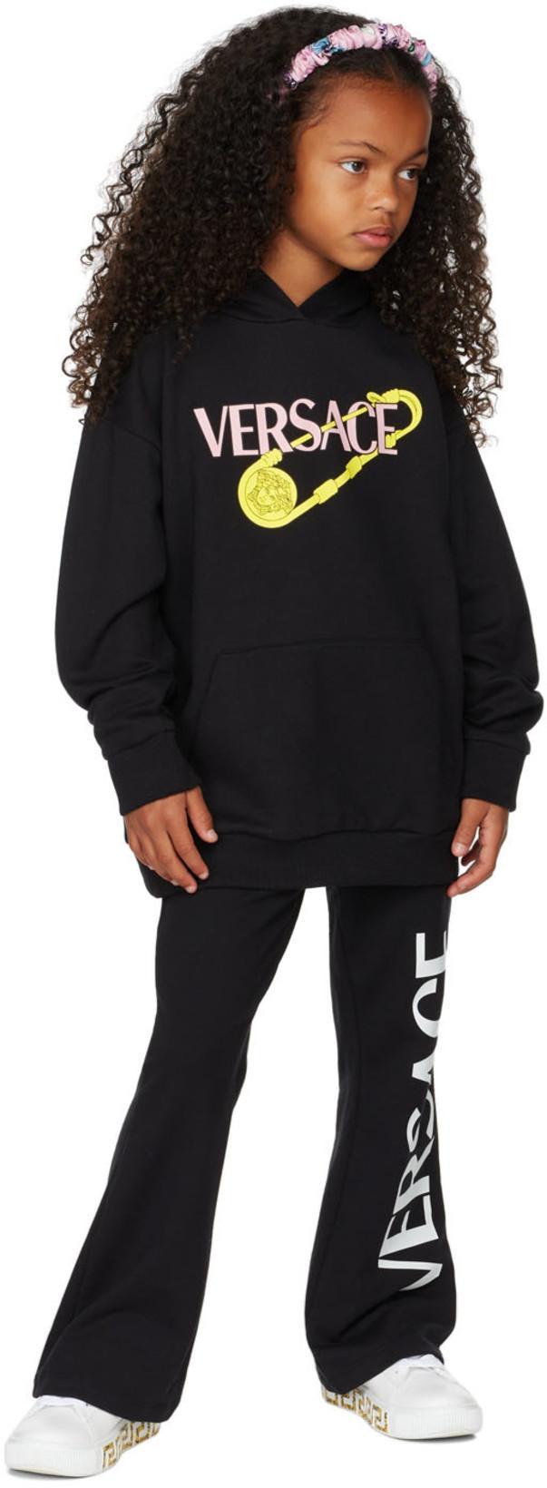 VERSACE Kids Round Toe Lace-up Sneakers In White