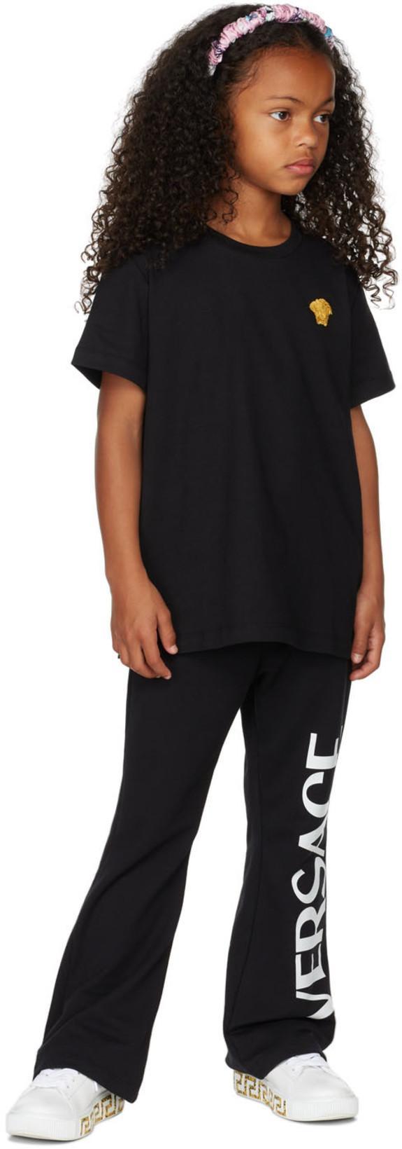 VERSACE Kids Round Toe Lace-up Sneakers In White