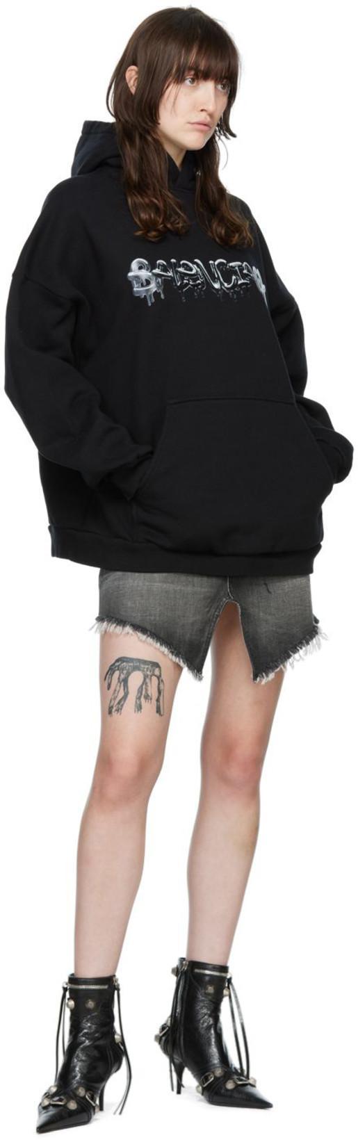 BALENCIAGA Womens Cagole Lambskin Buckle Zip Ankle Booties In Black