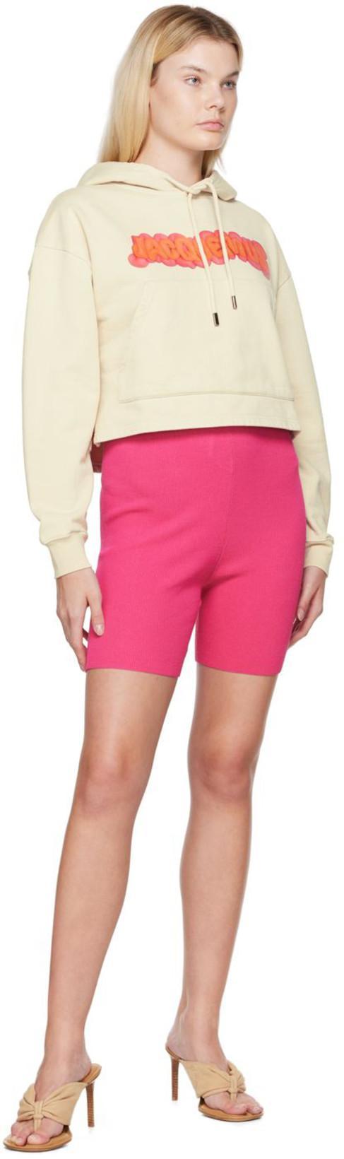JACQUEMUS Le Short Arancia Ribbed Biker Shorts In Pink