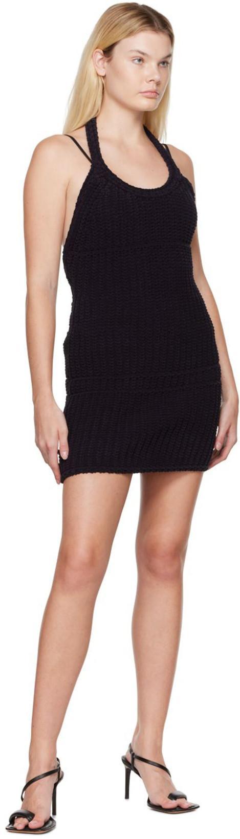 JACQUEMUS La Robe Nuvola Black Ribbed Chenille Mini Dress