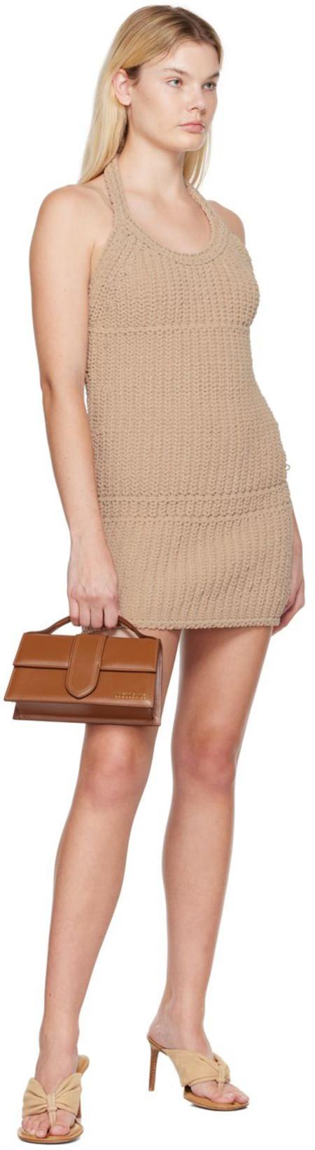 JACQUEMUS La Robe Nuvola Halter Neck Sweater Dress In 810 Light Brown