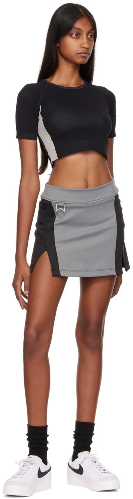 RHUDE Logo-print Cropped T-shirt In 0486 Black/grey