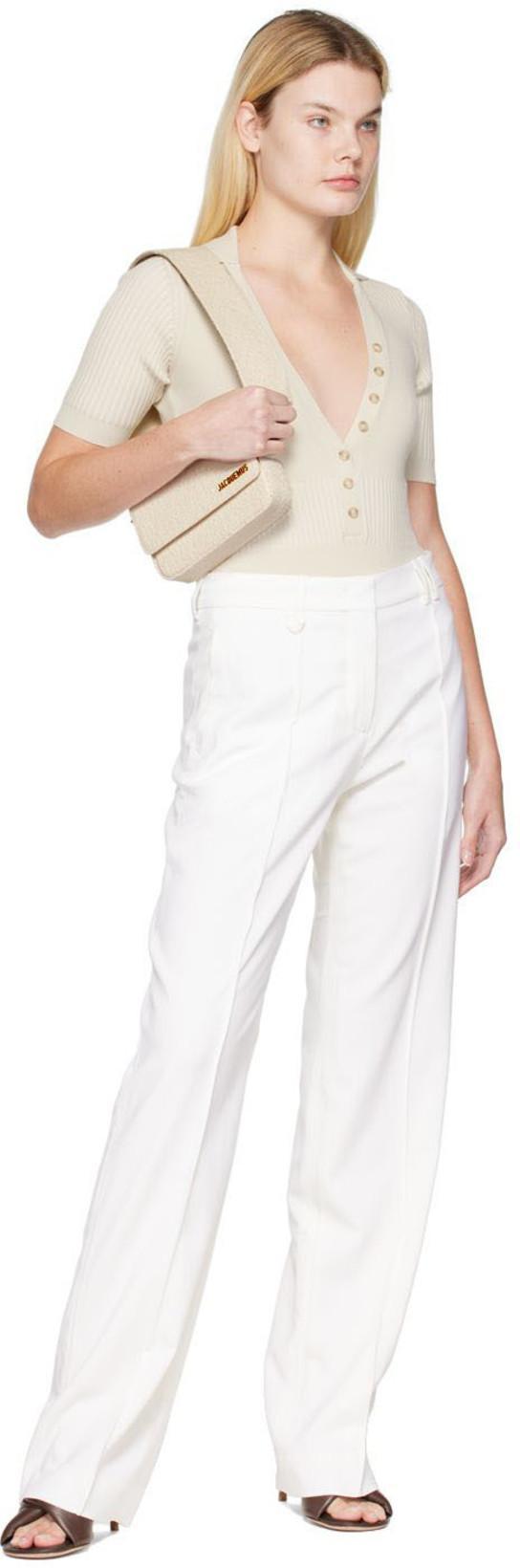 JACQUEMUS Yauco Buttoned Rib-knitted Bodysuit In Beige