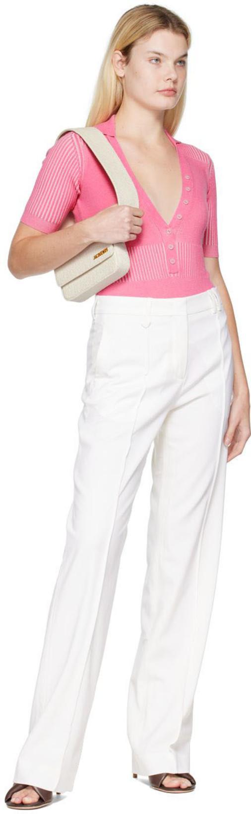 JACQUEMUS Le Body Yauco Polo Bodysuit In Pink