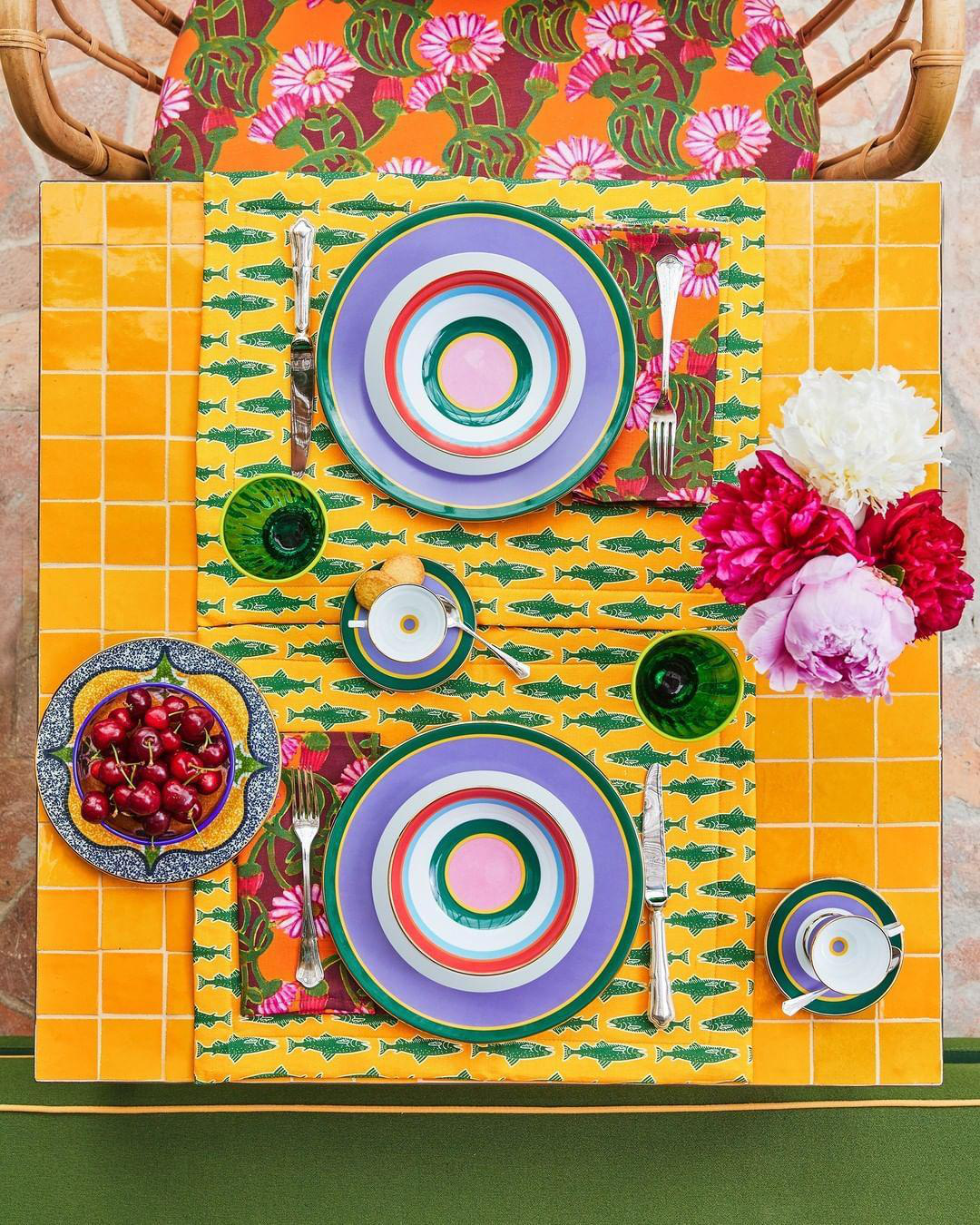 LA DOUBLEJ Rainbow Glasses Set Of 2 In Green