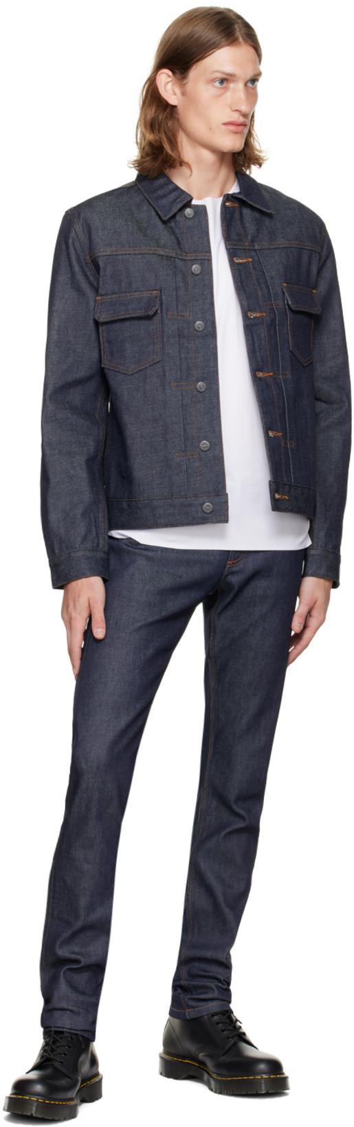 APC A.p.c. Classic Indigo Denim Jacket With Structured Silhouette In Blue