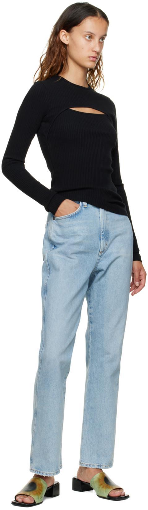 AGOLDE Womens Organic Cotton High Rise Wide Leg Jeans In Blue