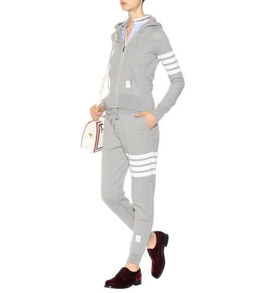 THOM BROWNE Light Grey Cotton 4bar Track Pants In Gray