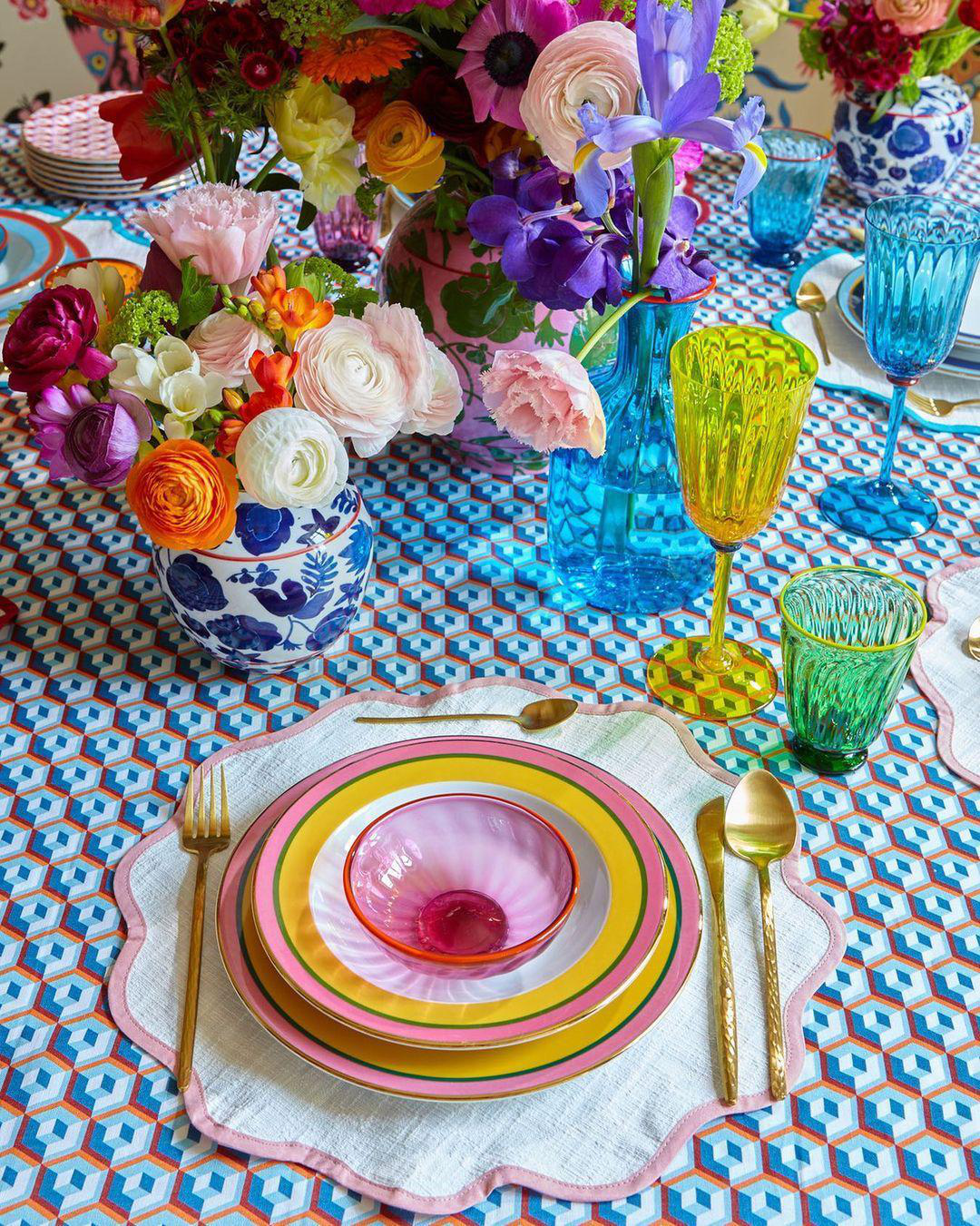 LA DOUBLEJ Rainbow Glasses Set Of 2 In Green