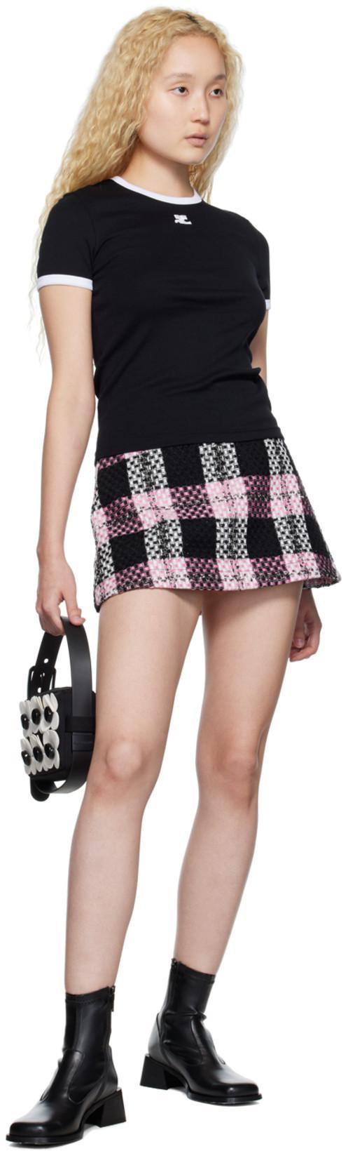 COURRÈGES Bumpy Contraste Reeditio T-shirt In Black