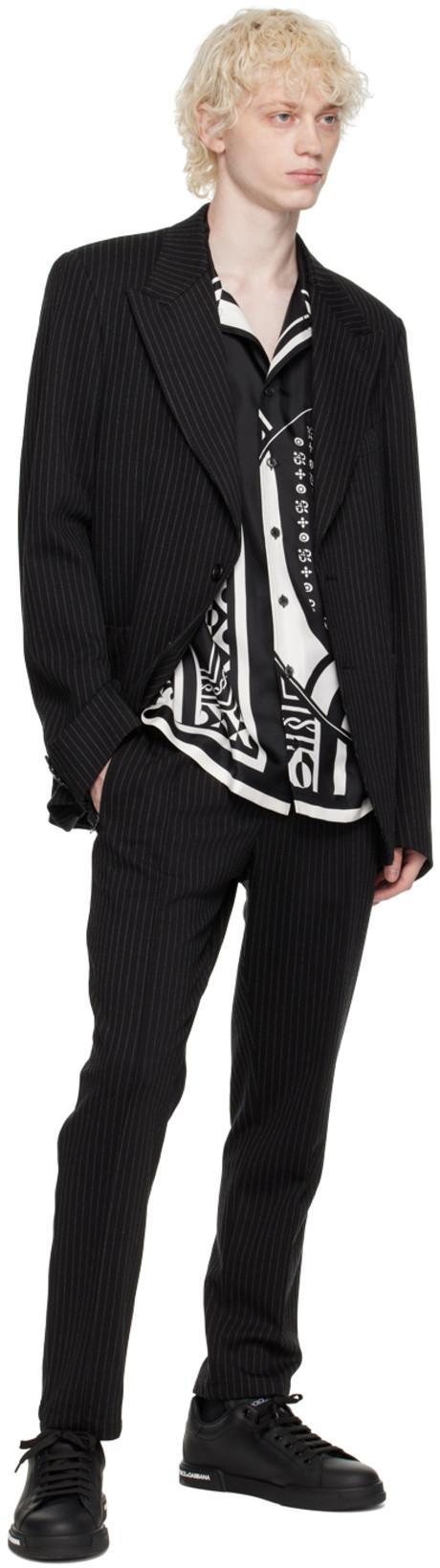 DOLCE & GABBANA Black Striped Trousers In S9000 Combi