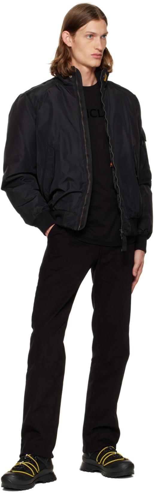 MONCLER Flocked Logo Cotton T-shirt In Black