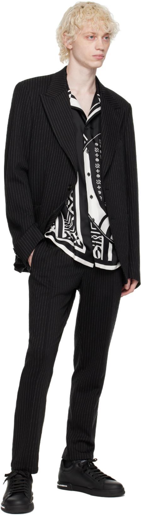 DOLCE & GABBANA Black Striped Trousers In S9000 Combi