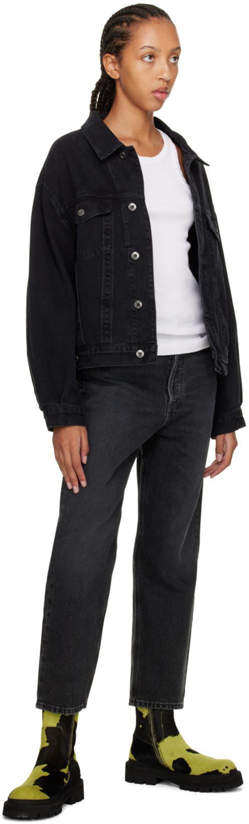 AGOLDE Charli Classic Denim Trucket Jacket In Jagged Damage Black