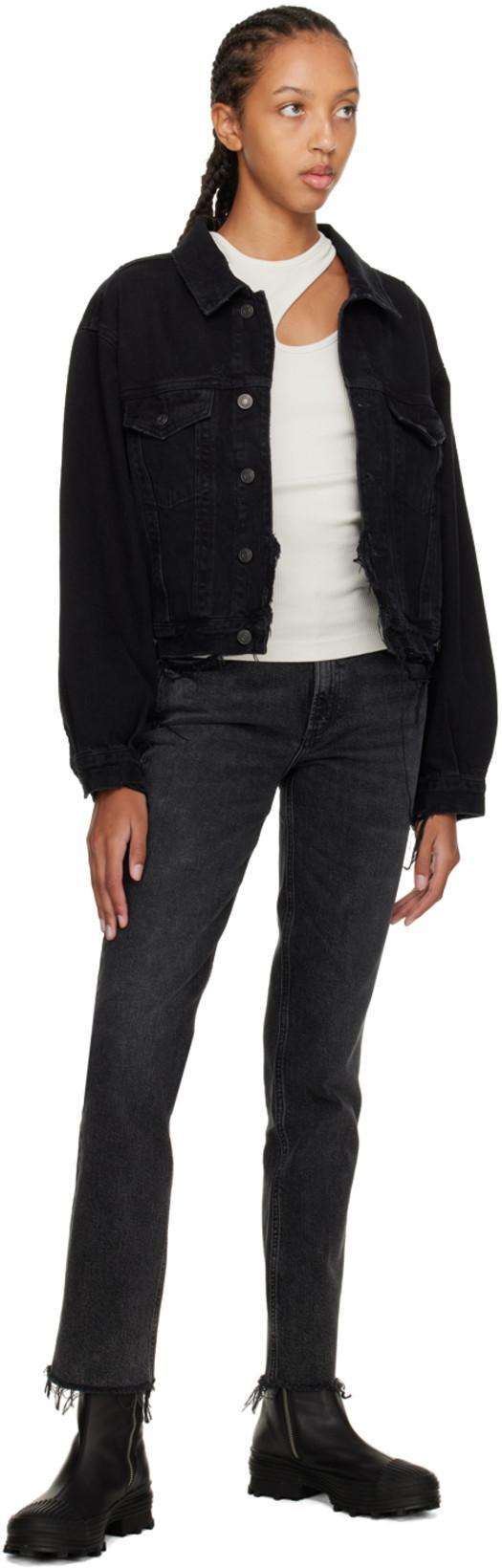 AGOLDE Charli Classic Denim Trucket Jacket In Jagged Damage Black