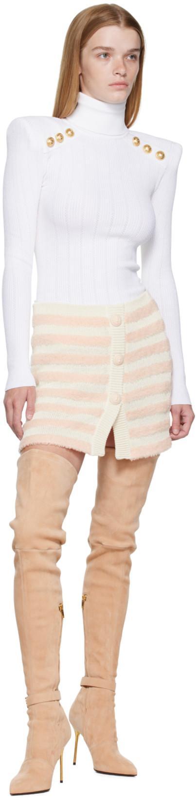 BALMAIN Rib Knit Viscose Sweater In White