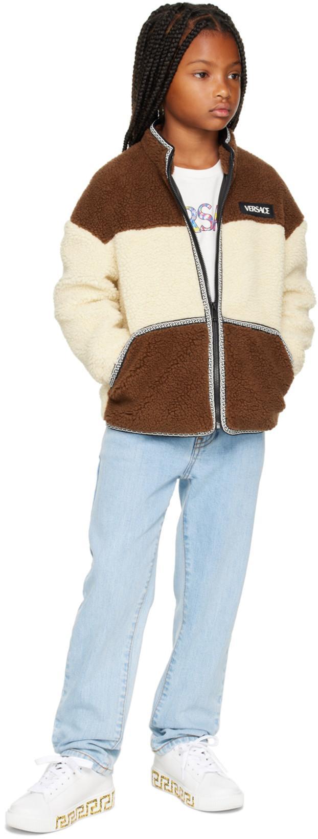 VERSACE Kids Round Toe Lace-up Sneakers In White