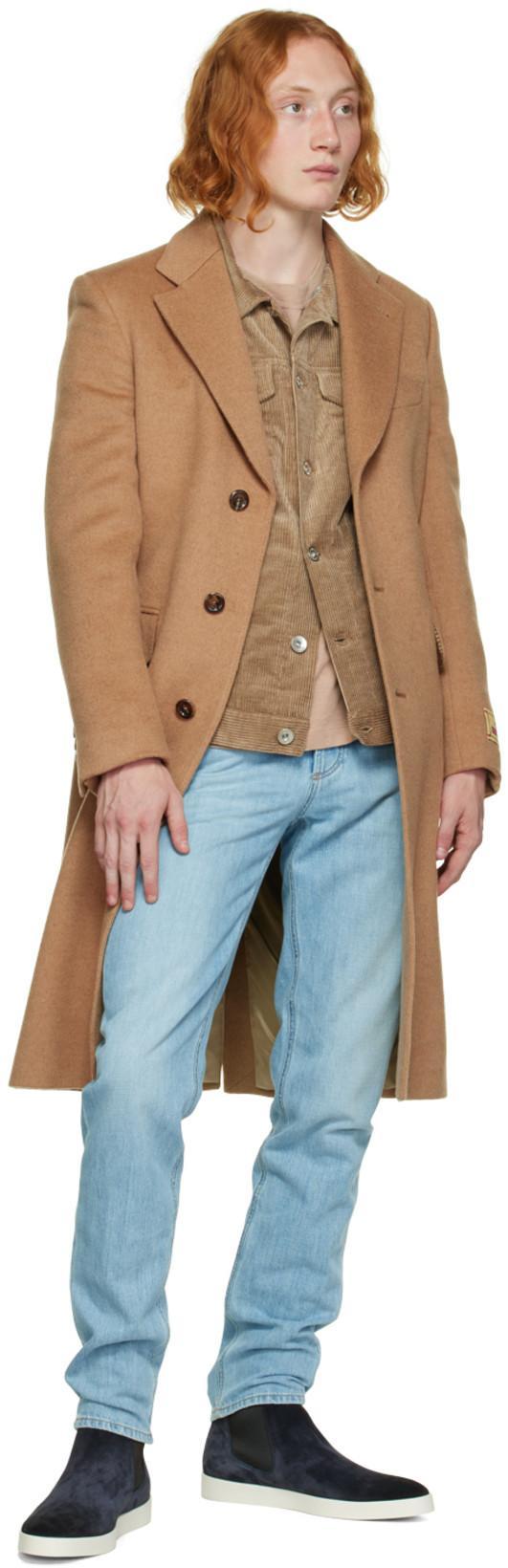 GUCCI Single-breasted Double-layer Wool Coat In Brown