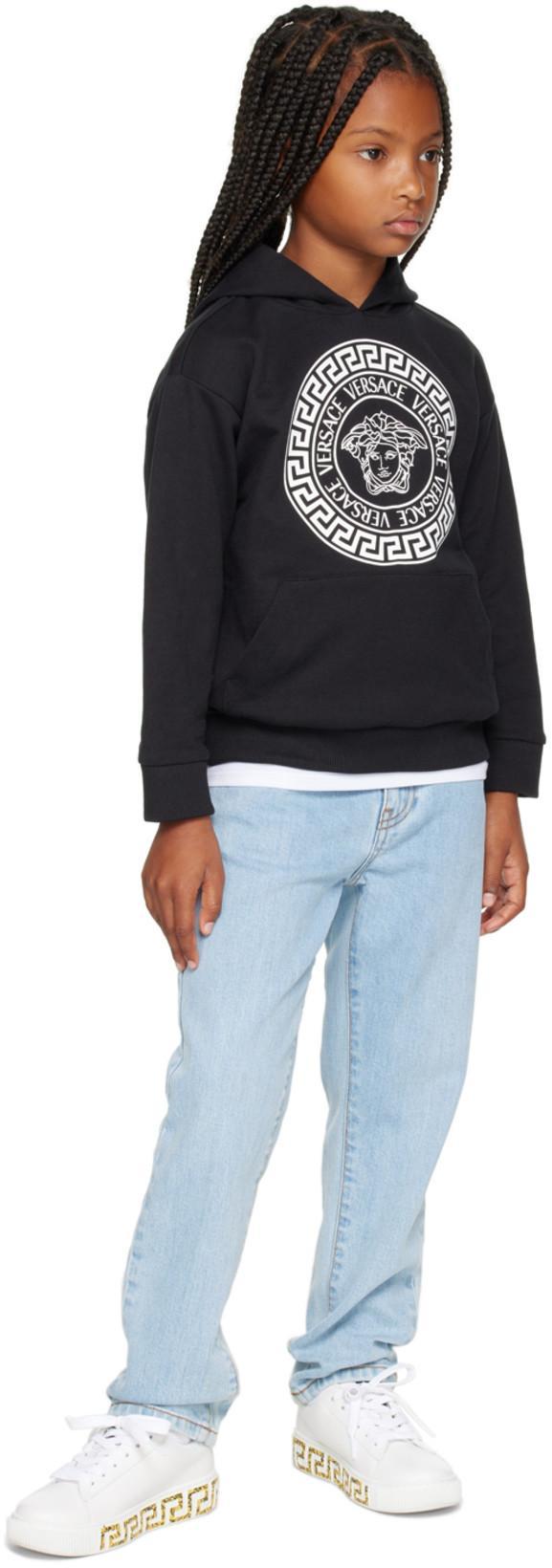 VERSACE Kids Round Toe Lace-up Sneakers In White