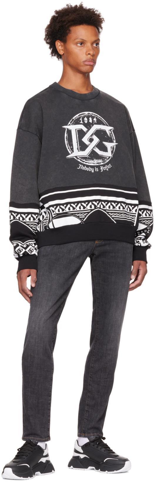 DOLCE & GABBANA Gray Printed Sweatshirt In S9000 Variante Abbin