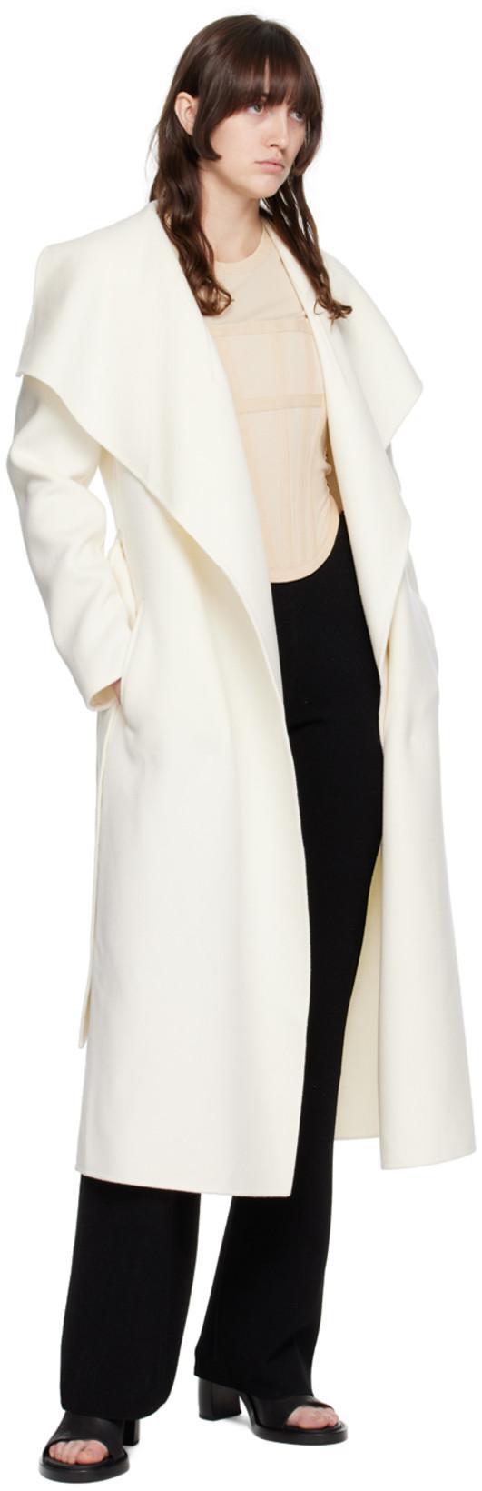 MACKAGE Mai Wool Belted Wrap Coat In Cream