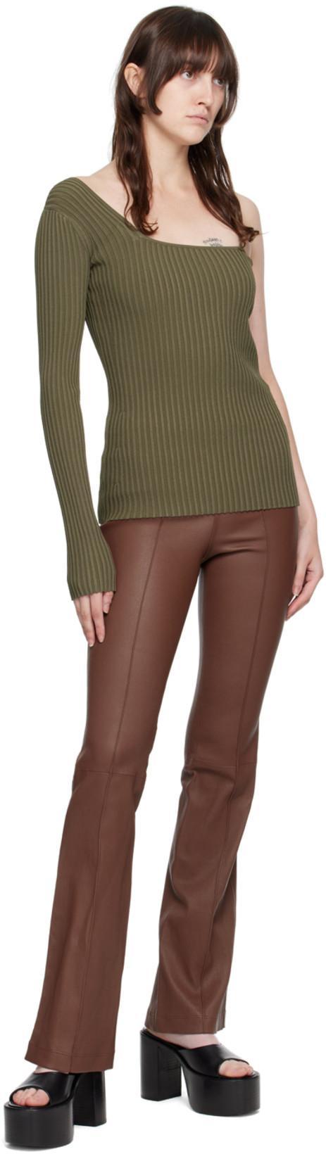 HELMUT LANG Green One-shoulder Long Sleeve T-shirt In 307 Juniper