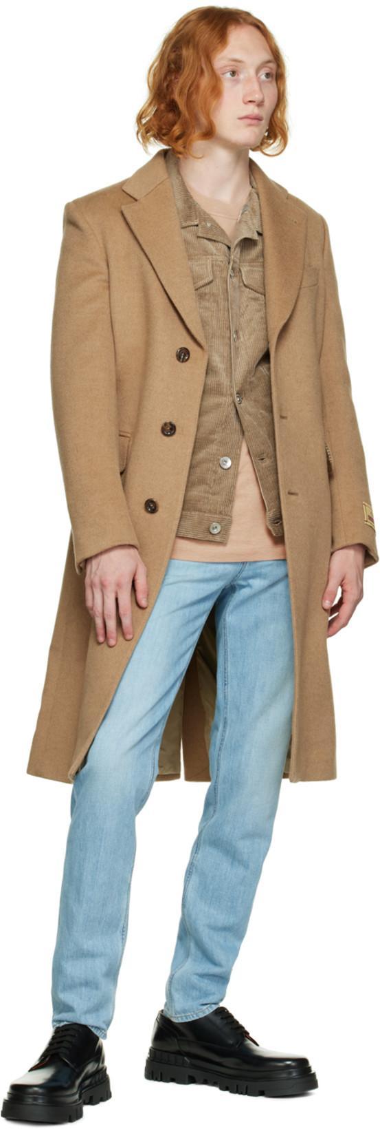 GUCCI Single-breasted Double-layer Wool Coat In Brown