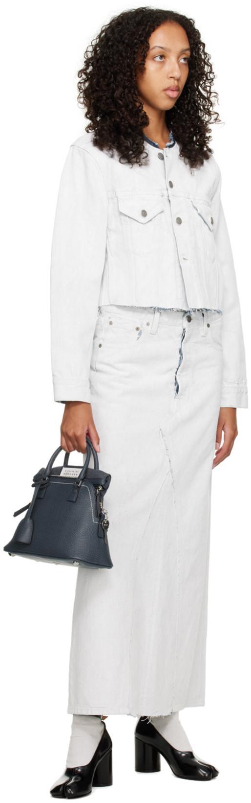 MAISON MARGIELA Painted Denim Maxi Skirt In White