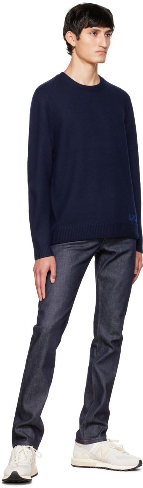 APC A.p.c. 'edward' Sweater With Logo Inlay In Blue