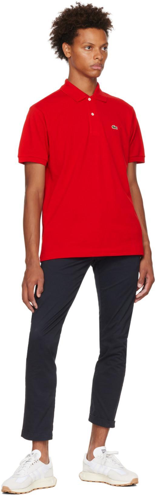 LACOSTE Interlock Piqué Jersey Golf Polo In Red