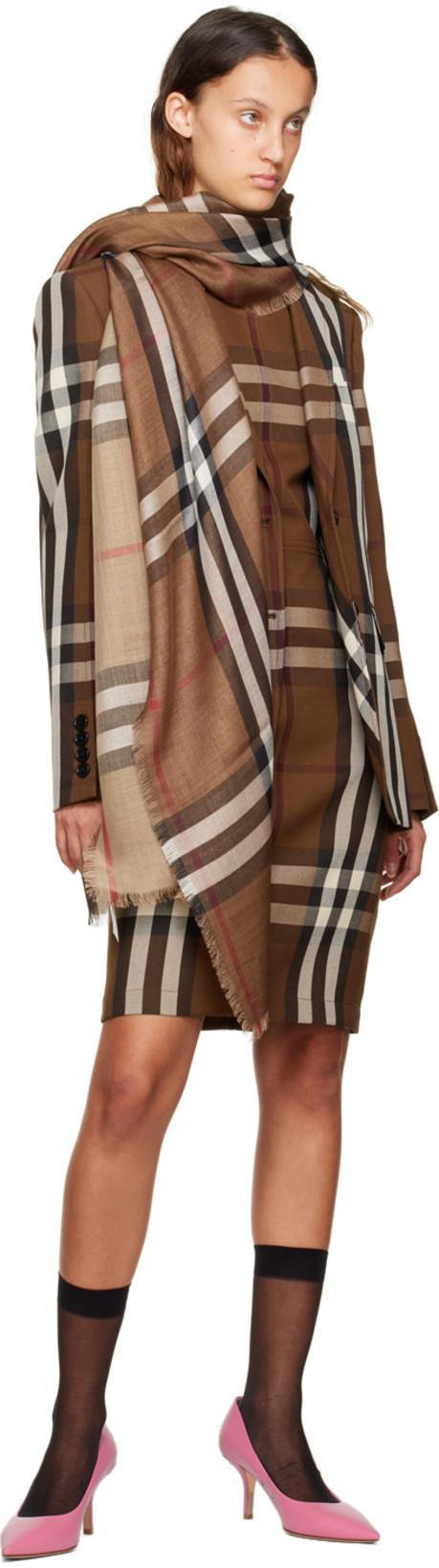 BURBERRY Sleeveless Midi Sheath Dress With Tartan Motif In Brown