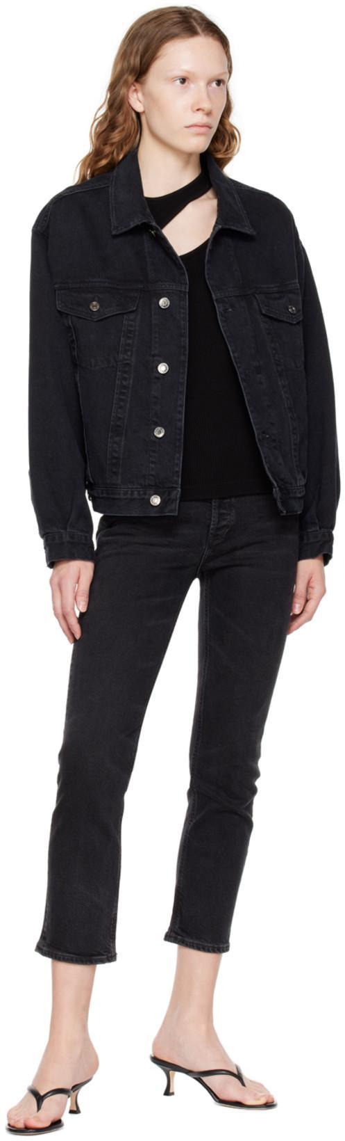 AGOLDE Charli Classic Denim Trucket Jacket In Jagged Damage Black