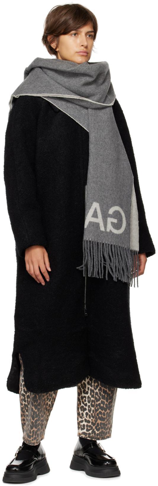 GANNI Wide-leg Animal Print High-rise Jeans With Belt Loops In Gray