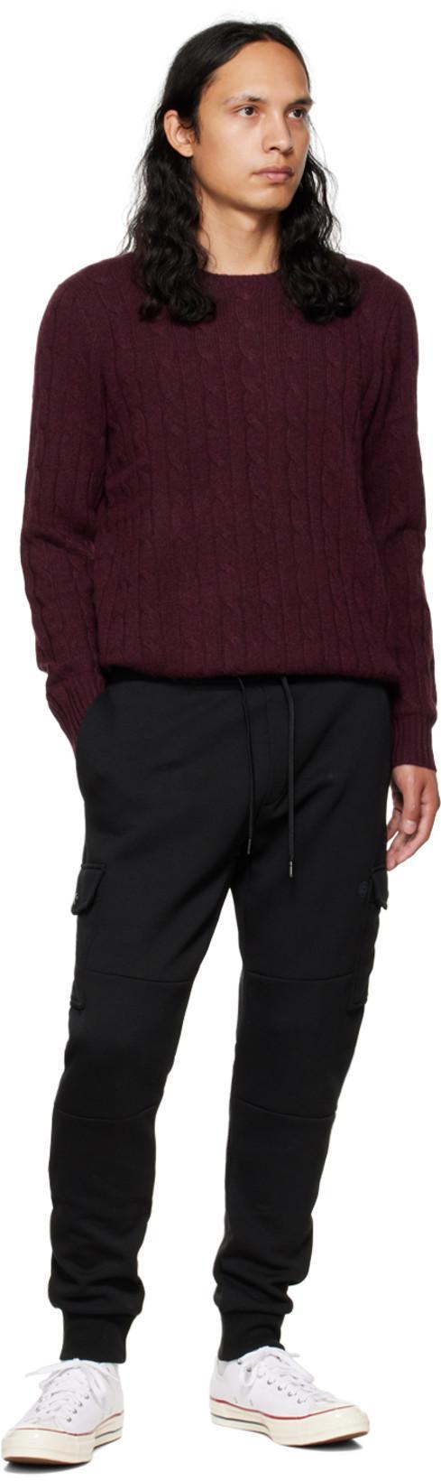 POLO RALPH LAUREN Cashmere Cable Knit Regular Fit Crewneck Sweater In Burgundy