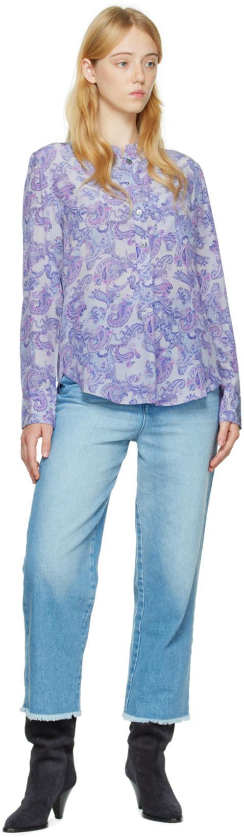ISABEL MARANT Paisley-print Long-sleeve Shirt In Ice Blue