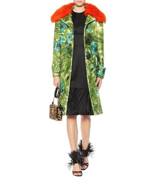 PRADA Fluted Wool And Silk-blend Satin Dress In Black