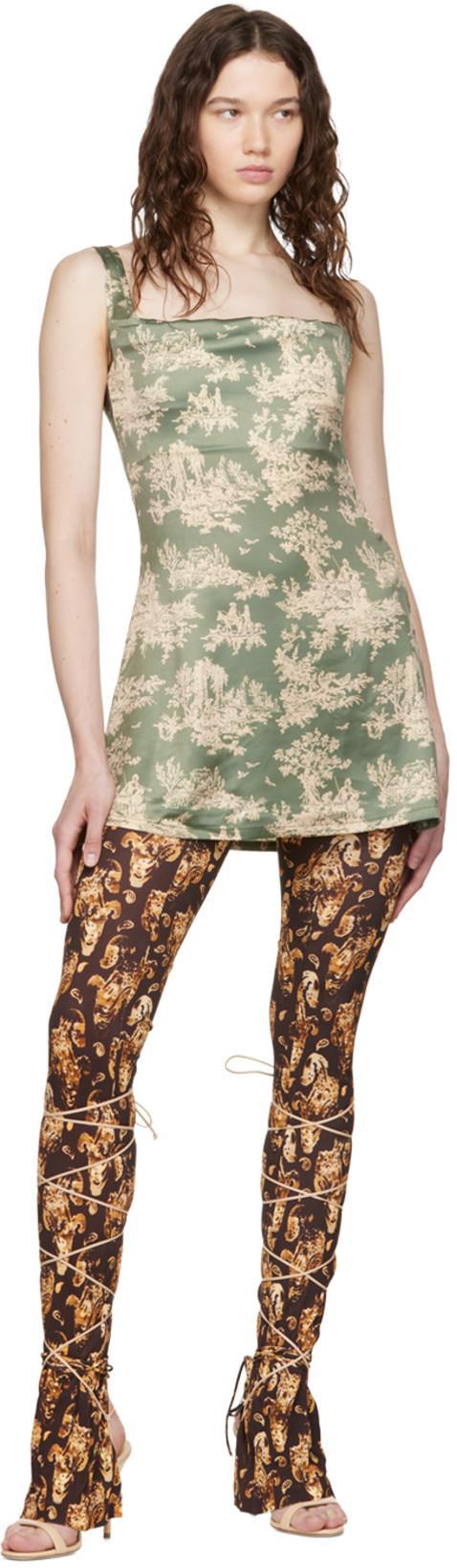 KNWLS Brown Perse Trousers In Paisley Dark