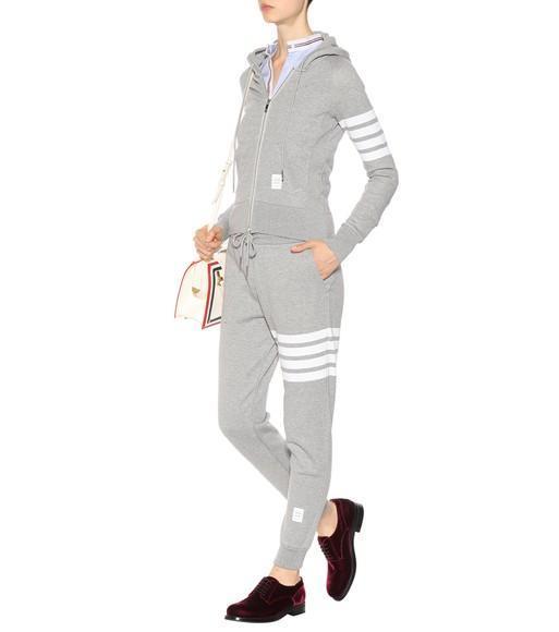THOM BROWNE Light Grey Cotton 4bar Track Pants In Gray