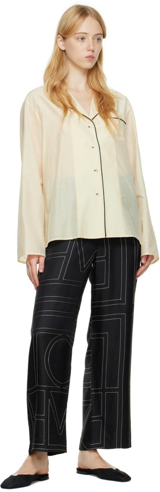 TOTÊME Toteme Women Silk Trousers With Monogram Logo Embroidery In Multi