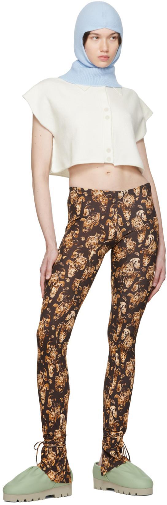 KNWLS Brown Perse Trousers In Paisley Dark