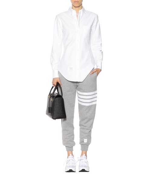 THOM BROWNE Light Grey Cotton 4bar Track Pants In Gray