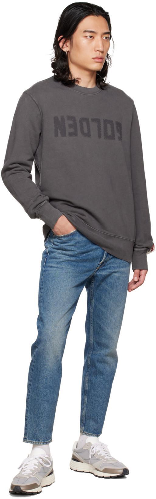 GOLDEN GOOSE Cotton Sweatshirt With Logo Print In Gray