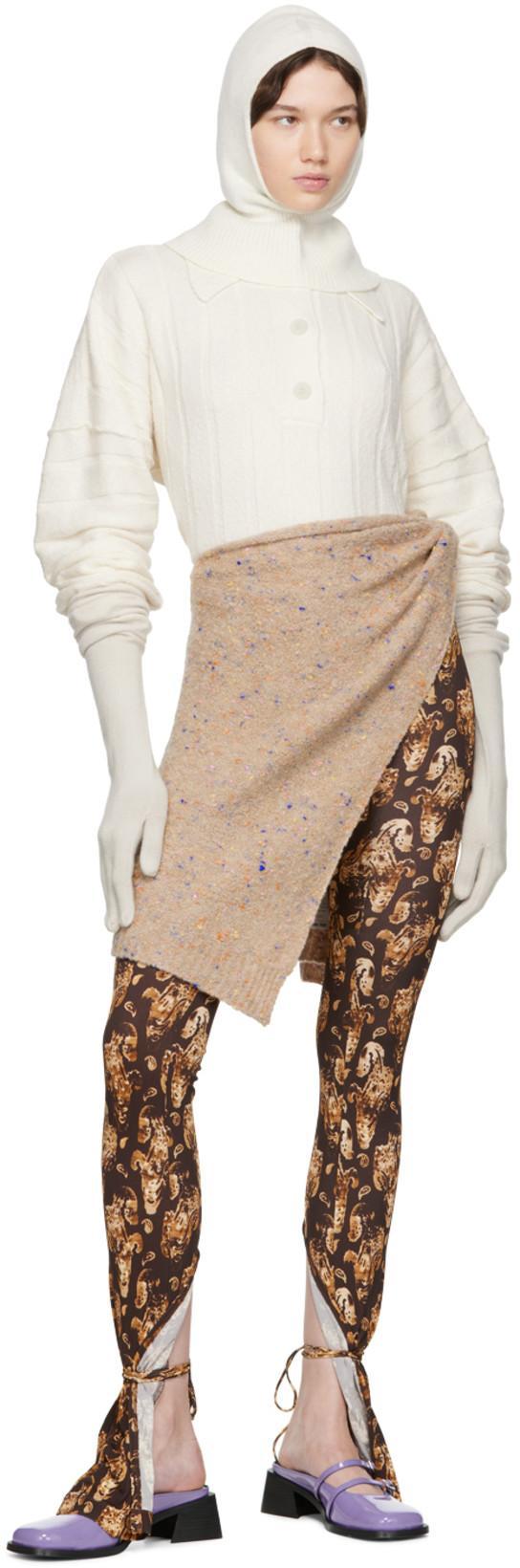 KNWLS Brown Perse Trousers In Paisley Dark