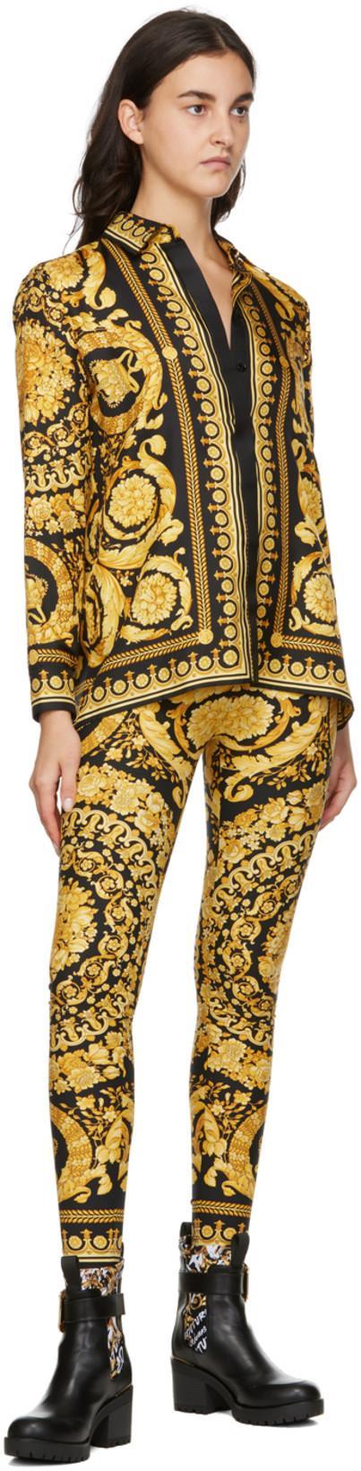 VERSACE Black And Yellow Shirt With Barocco Print