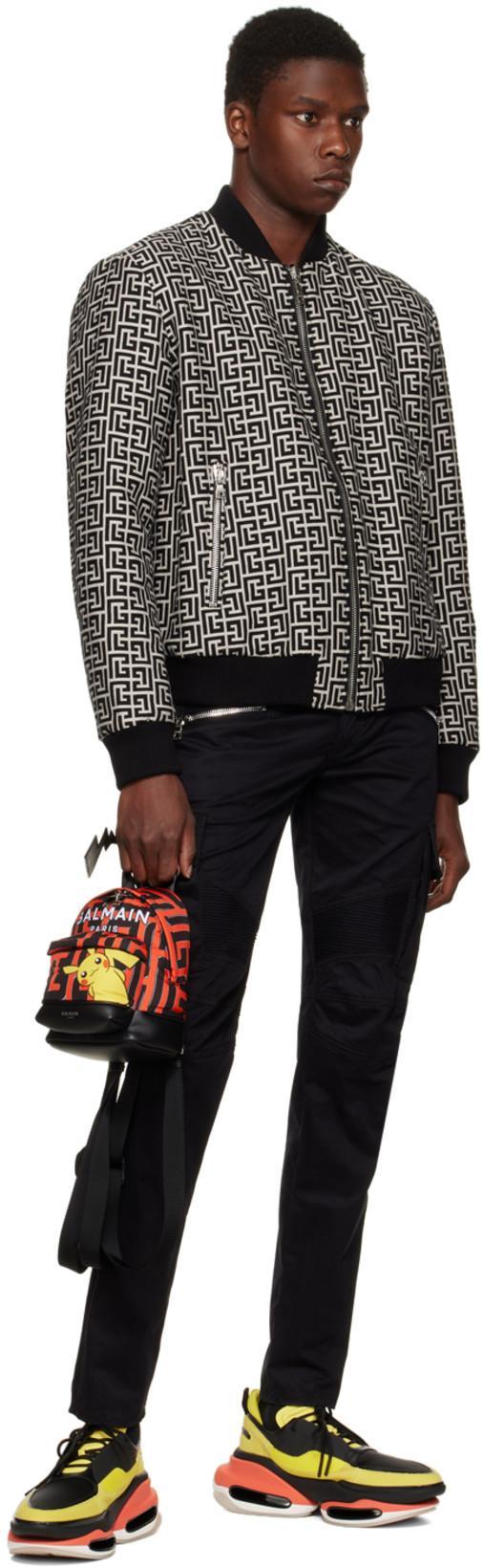 BALMAIN Dark Wash Tapered Fit Cargo Jeans 17cm In Black