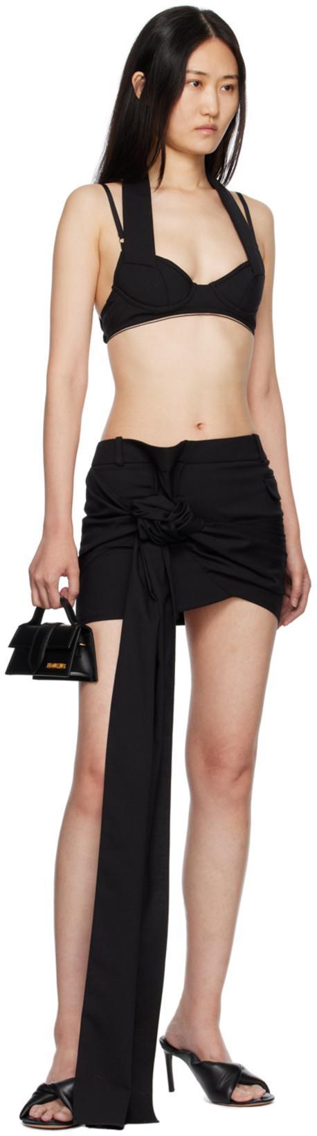 JACQUEMUS Cuscinu Wool-blend Halterneck Bra Top In Black