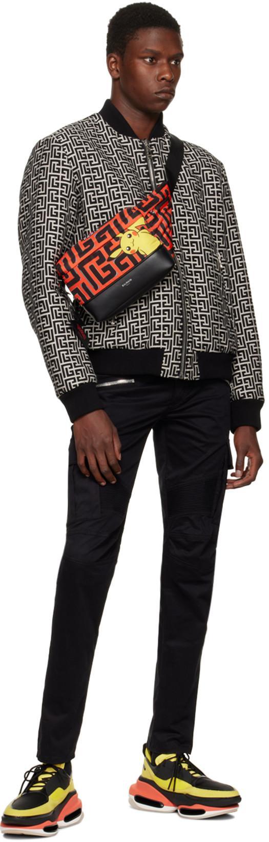 BALMAIN Dark Wash Tapered Fit Cargo Jeans 17cm In Black