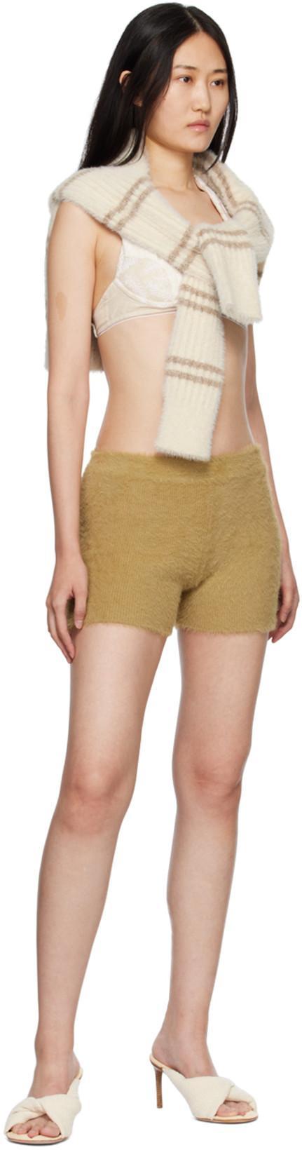 JACQUEMUS Textured-knit Mini Shorts In Green